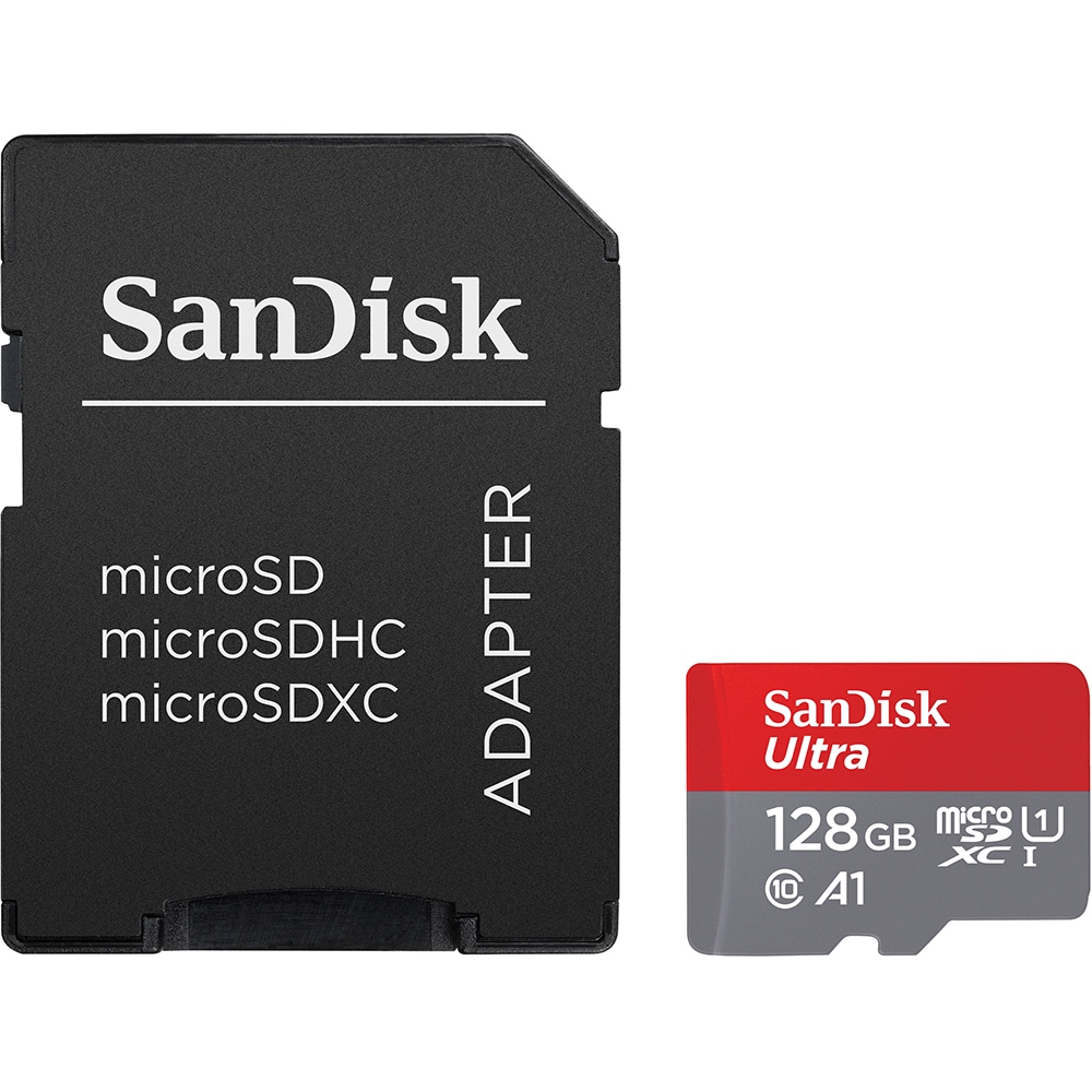 Card de memorie SANDISK Ultra microSDXC, 128GB, 140MB/s, clasa 10/U1/A1, UHS-I, adaptor