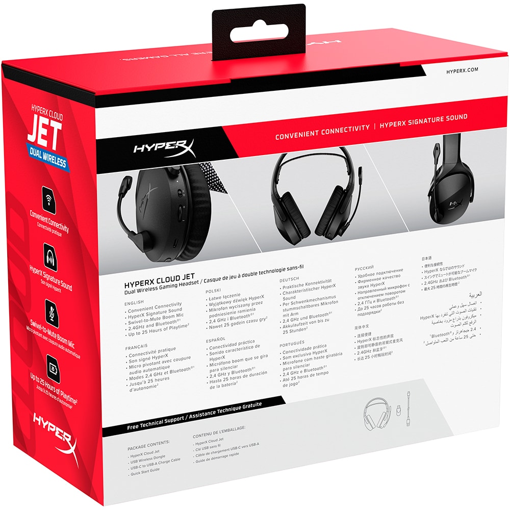 Casti Gaming Wireless HyperX Cloud Jet, Signature HyperX Sound, multiplatforma, negru