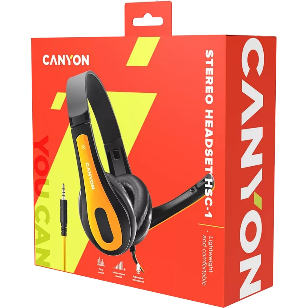 Casti PC CANYON HSC-1, 3.5mm, negru-galben