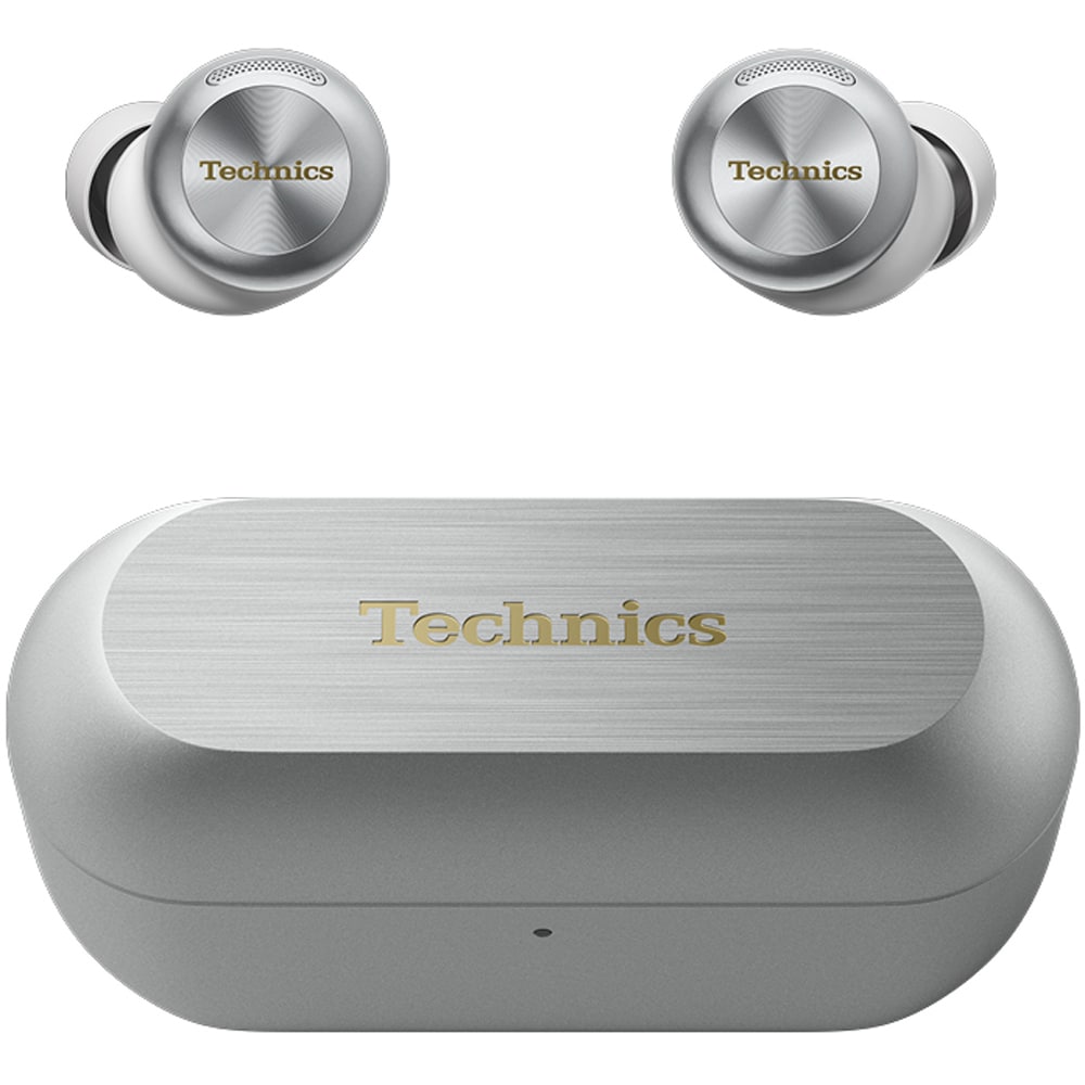 Casti TECHNICS EAH-AZ100E-S, True Wireless, Bluetooth, In-ear, Microfon, Noise Cancelling, Carcasa incarcare wireless, argintiu