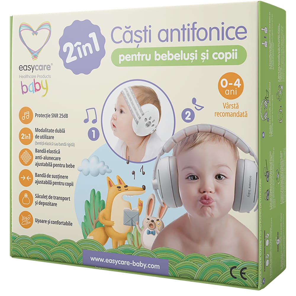 Casti antifonice bebelusi EASYCARE EASY00257, 0 luni+, alb