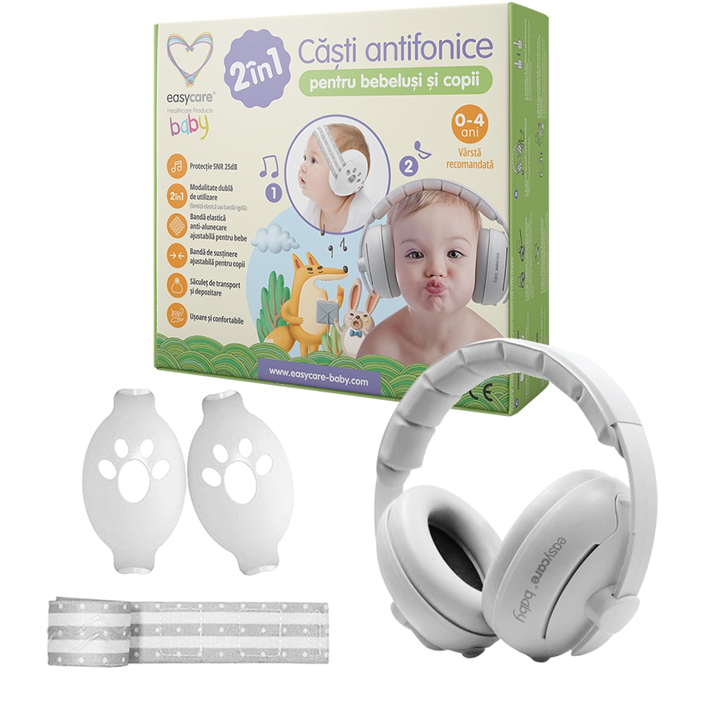 Casti antifonice bebelusi EASYCARE EASY00257, 0 luni+, alb