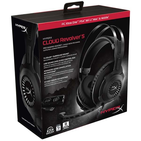 Casti Gaming HyperX Cloud Revolver S, 7.1 surround, multiplatforma, USB, 3.5mm, negru