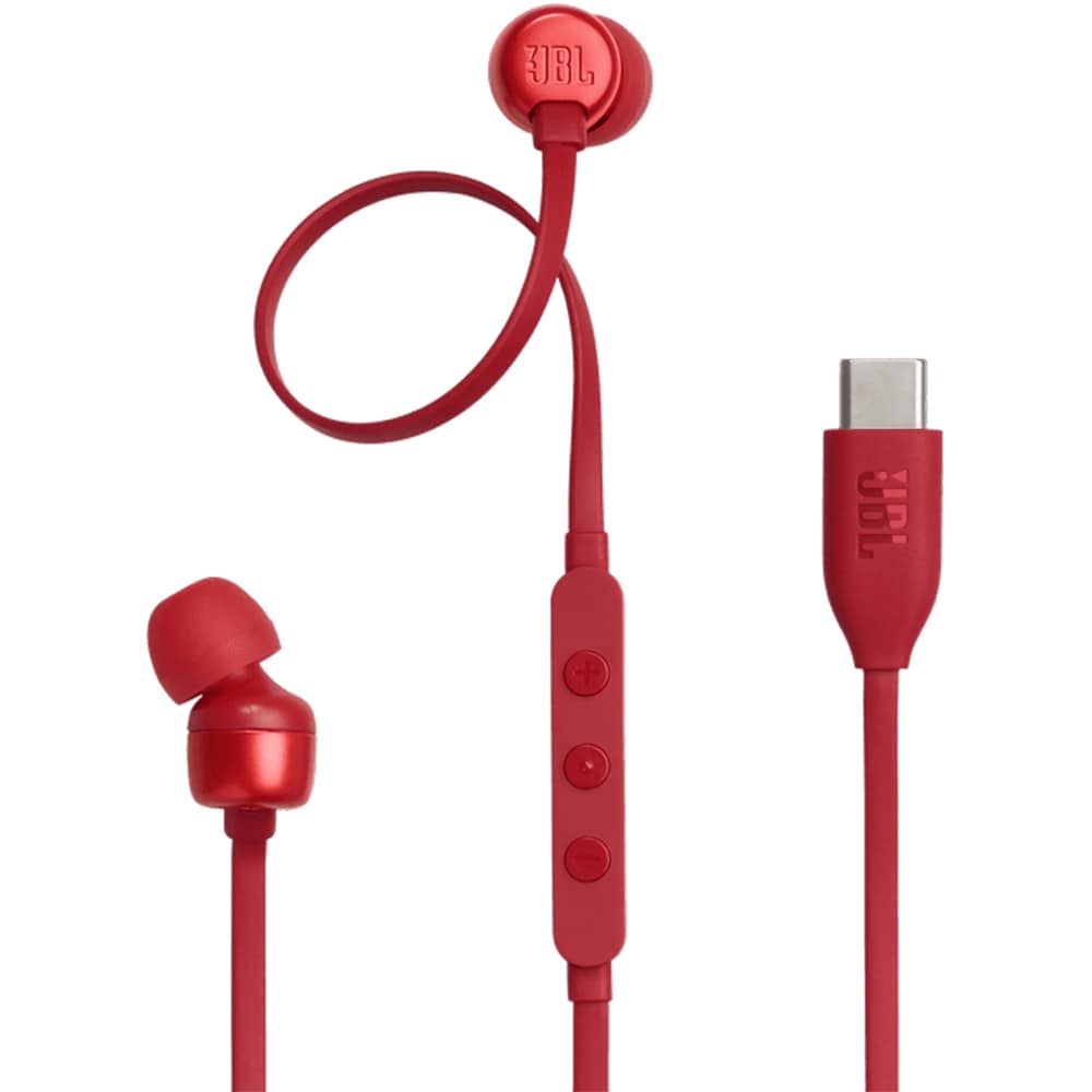 Casti JBL Tune 310C, Cu Fir, In-ear, Microfon, USB-C, rosu