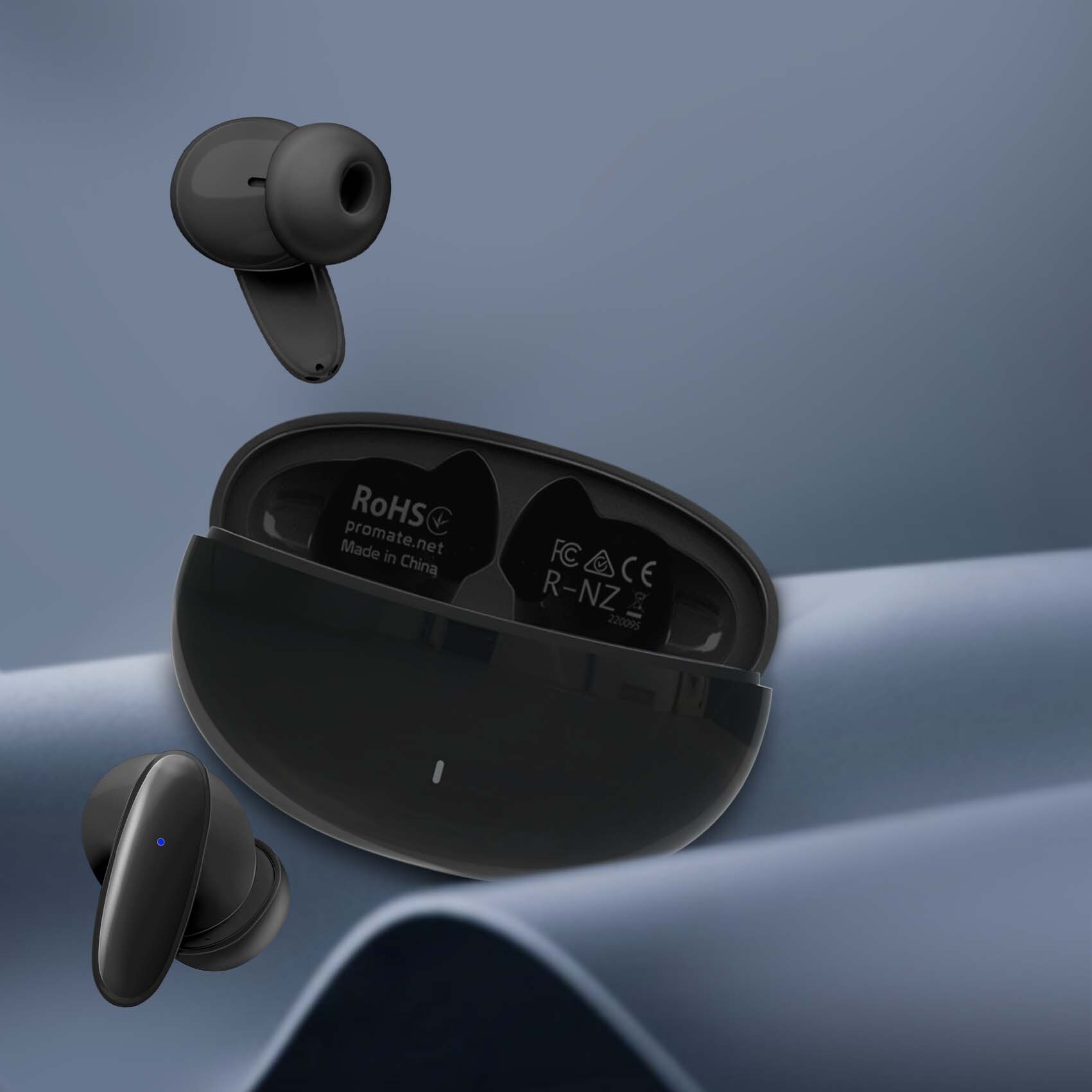 Casti PROMATE Lush, True wireless, Bluetooth, In-ear, Microfon, negru