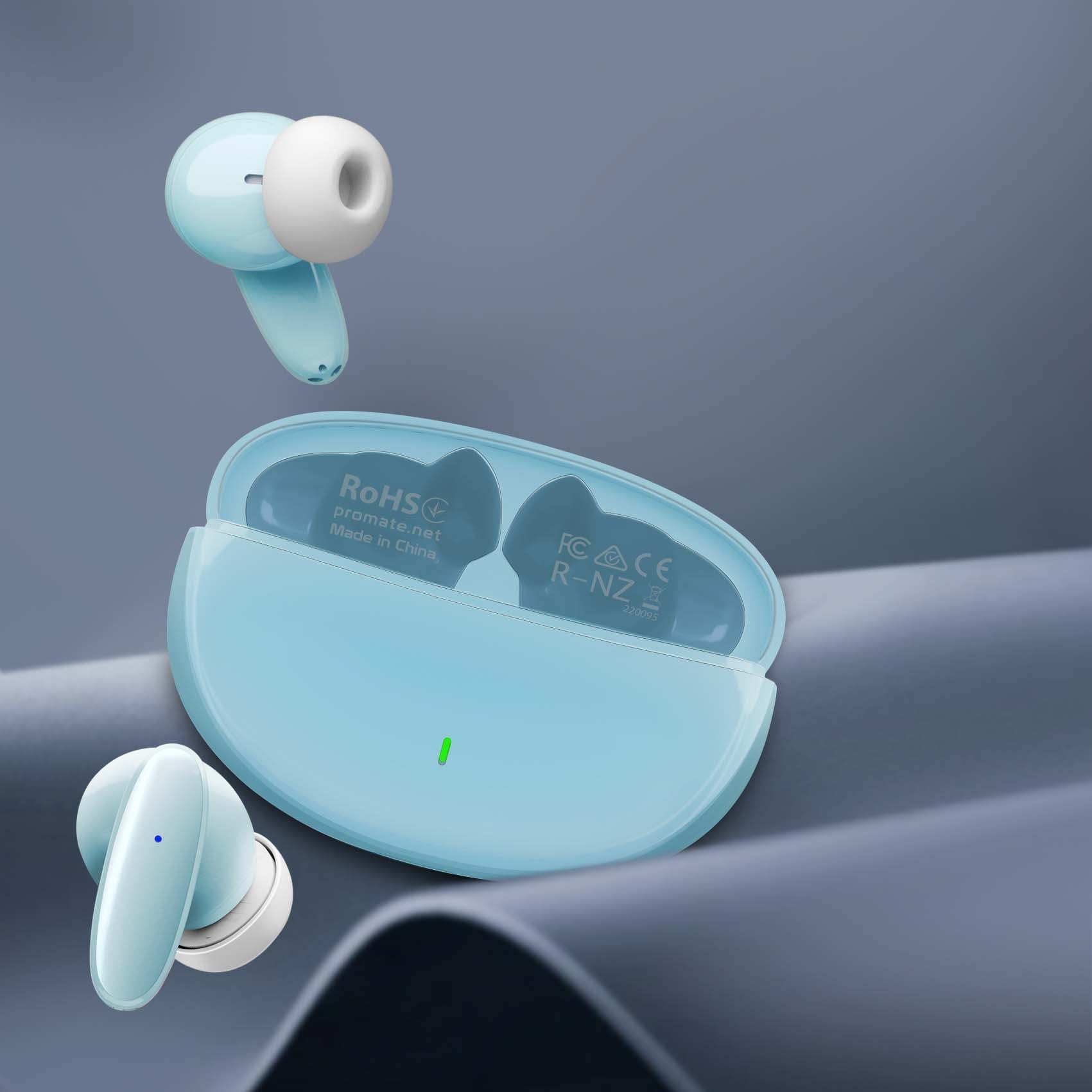 Casti PROMATE Lush, True wireless, Bluetooth, In-ear, Microfon, albastru