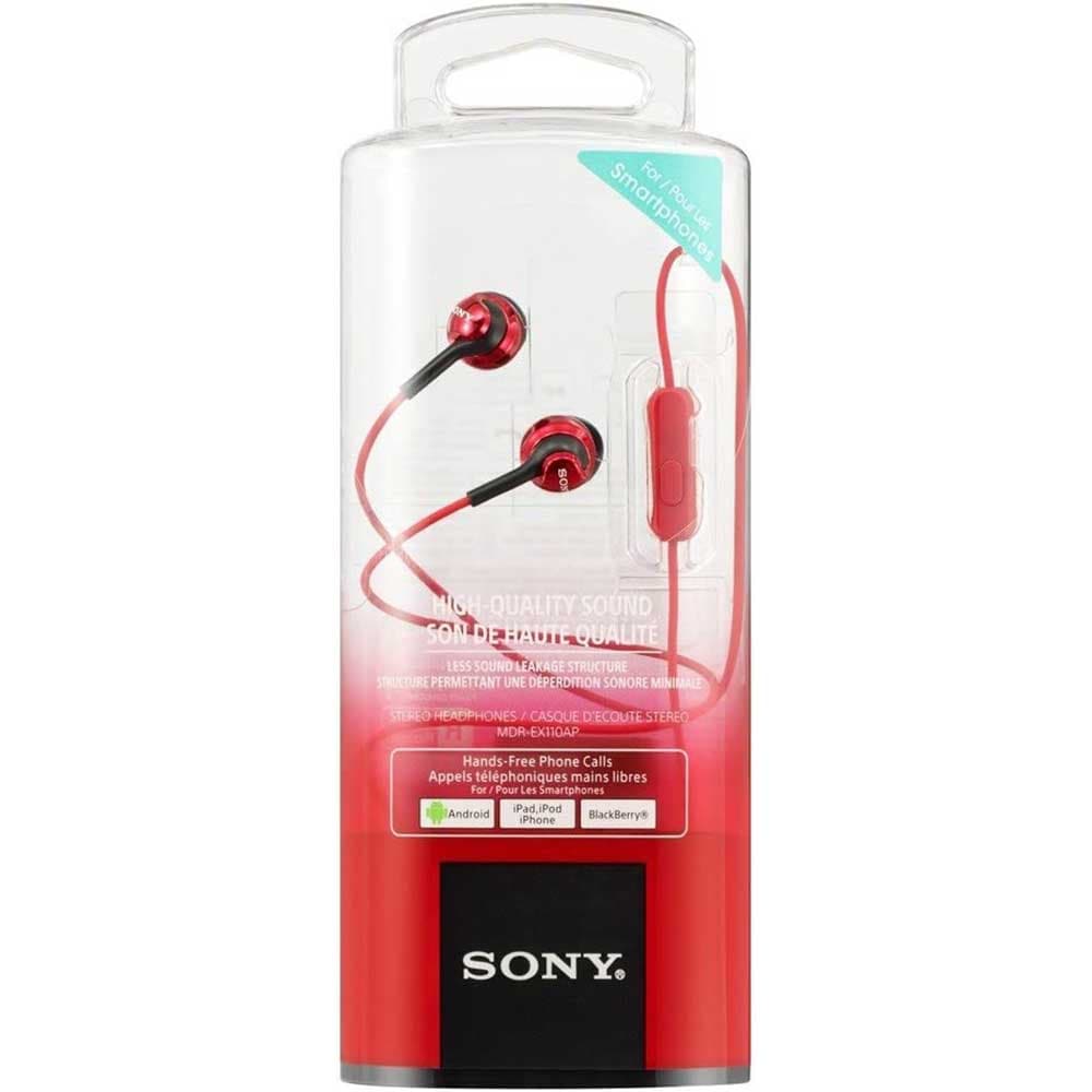Casti SONY MDR-EX110APR, Cu Fir, In-Ear, Microfon, rosu