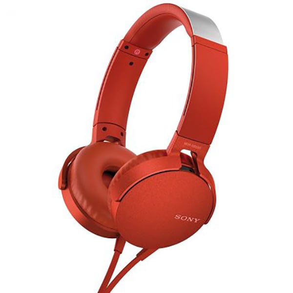 Casti SONY MDR-XB550APR, Cu Fir, On-Ear, Microfon, rosu
