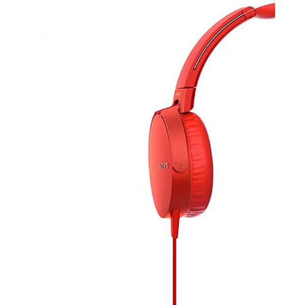 Casti SONY MDR-XB550APR, Cu Fir, On-Ear, Microfon, rosu