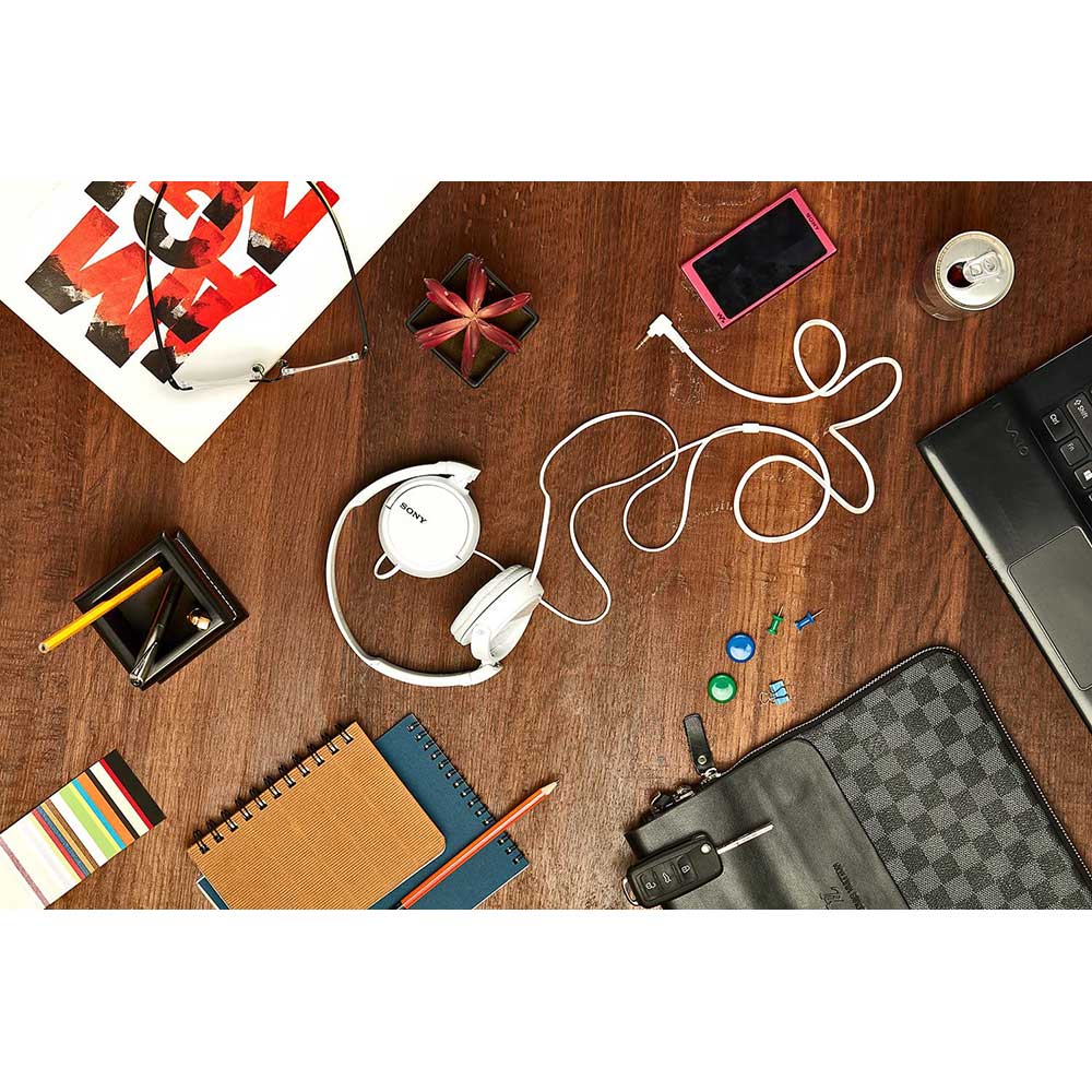 Casti SONY MDR-ZX110W, Cu Fir, On-Ear, alb