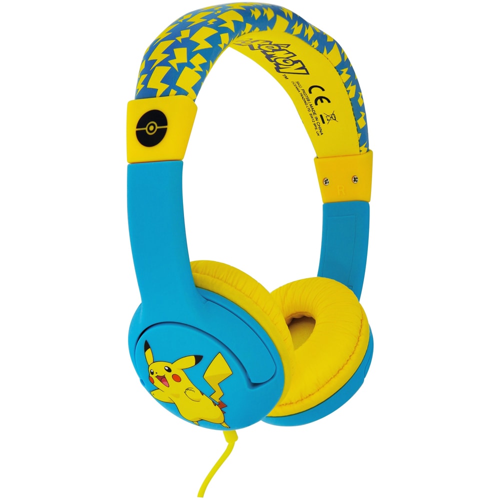 Casti pentru copii OTL Pokemon Pikachu, Cu fir, On-ear, galben-albastru
