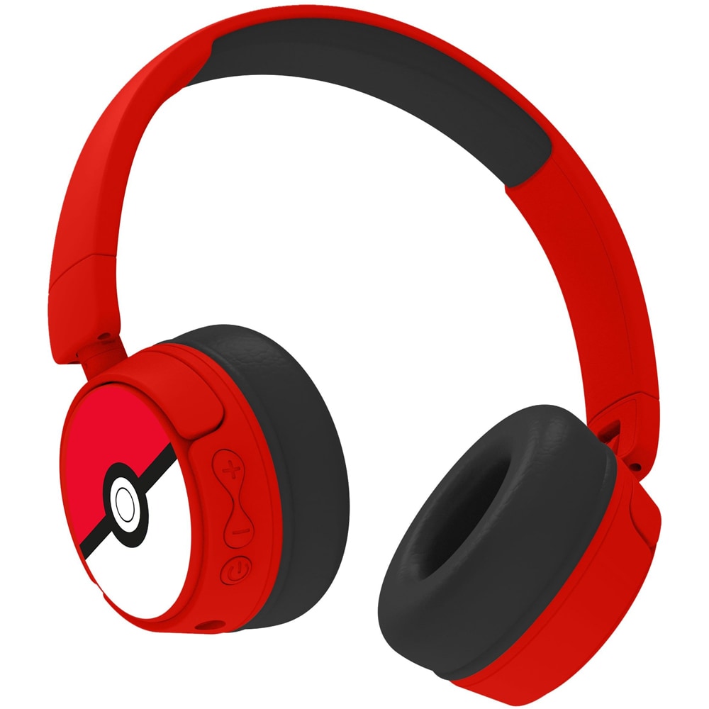 Casti pentru copii OTL Pokemon Pokeball, Bluetooth, On-ear, Microfon, rosu