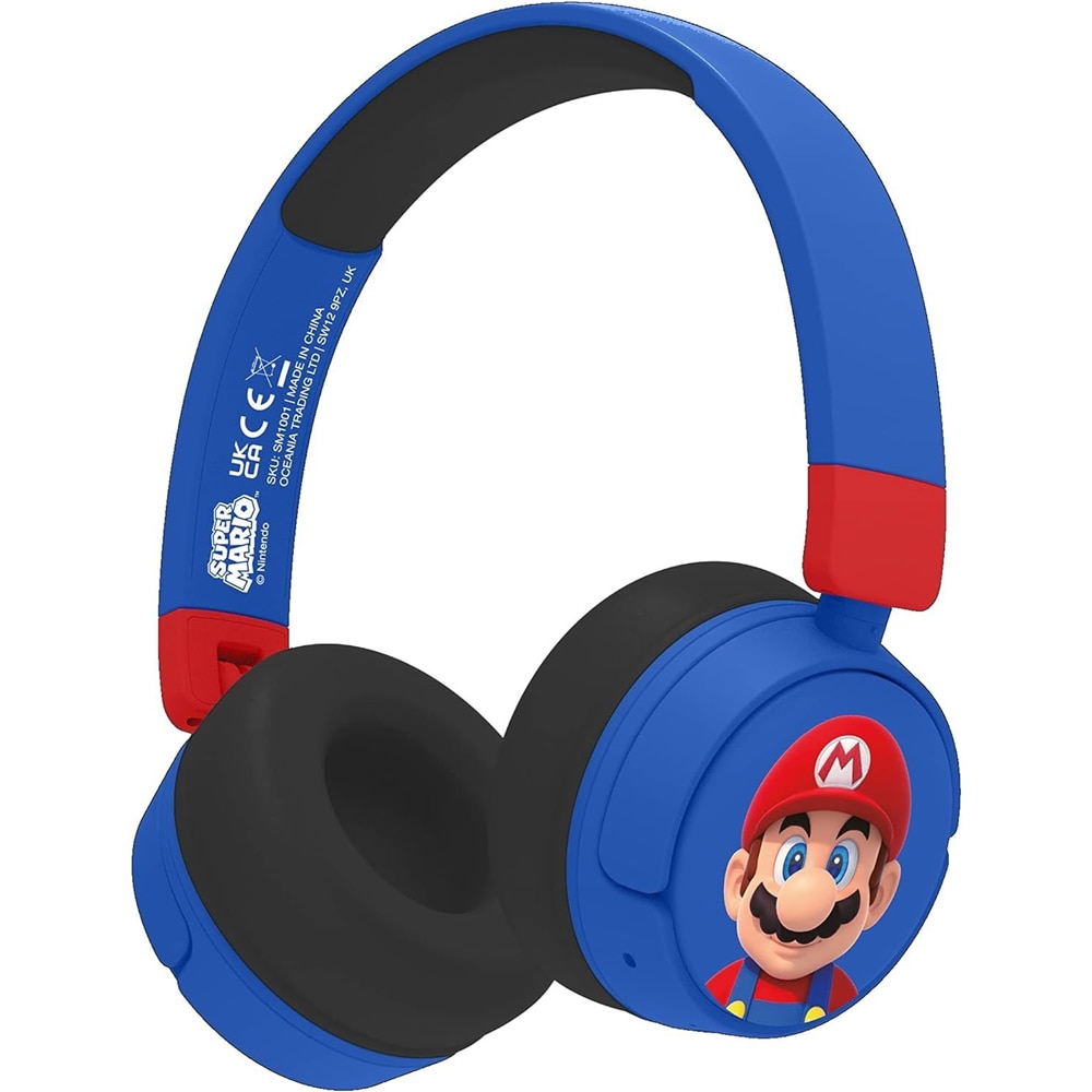 Casti pentru copii OTL Super Mario, Bluetooth, On-ear, Microfon, albastru