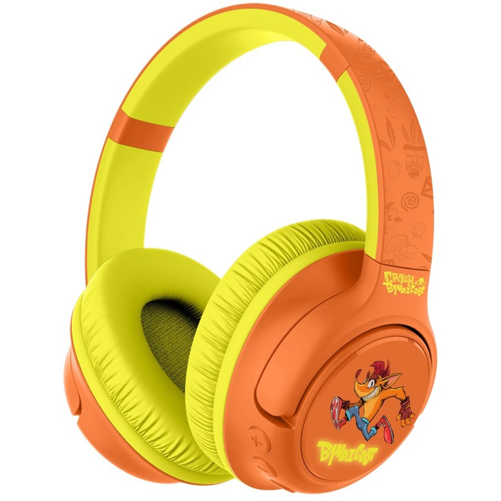 Casti pentru copii OTL Crash Bandicoot, Bluetooth, On-ear, Microfon, portocaliu
