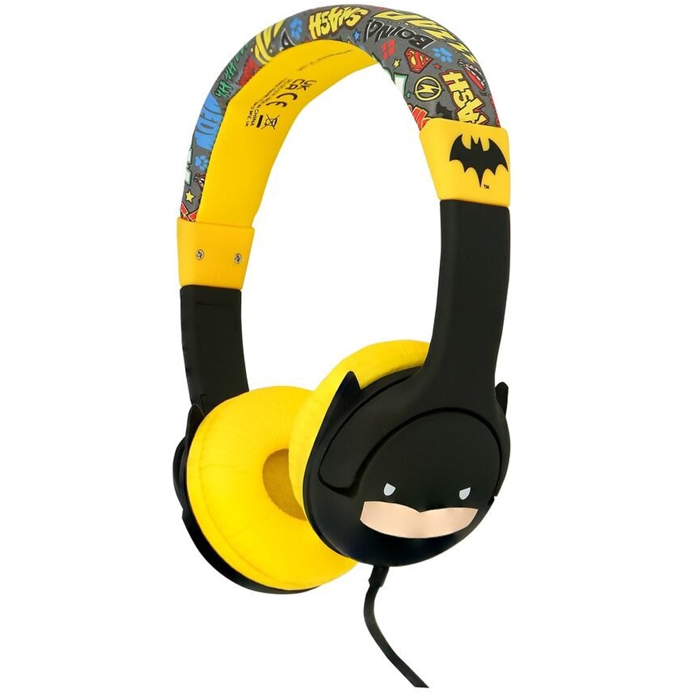 Casti pentru copii OTL Batman, Cu fir, On-ear, negru-galben