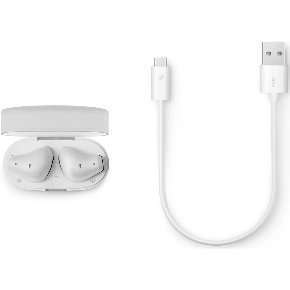 Casti PHILIPS TAT2139WT/00, True Wireless, Bluetooth, In-ear, Microfon, alb