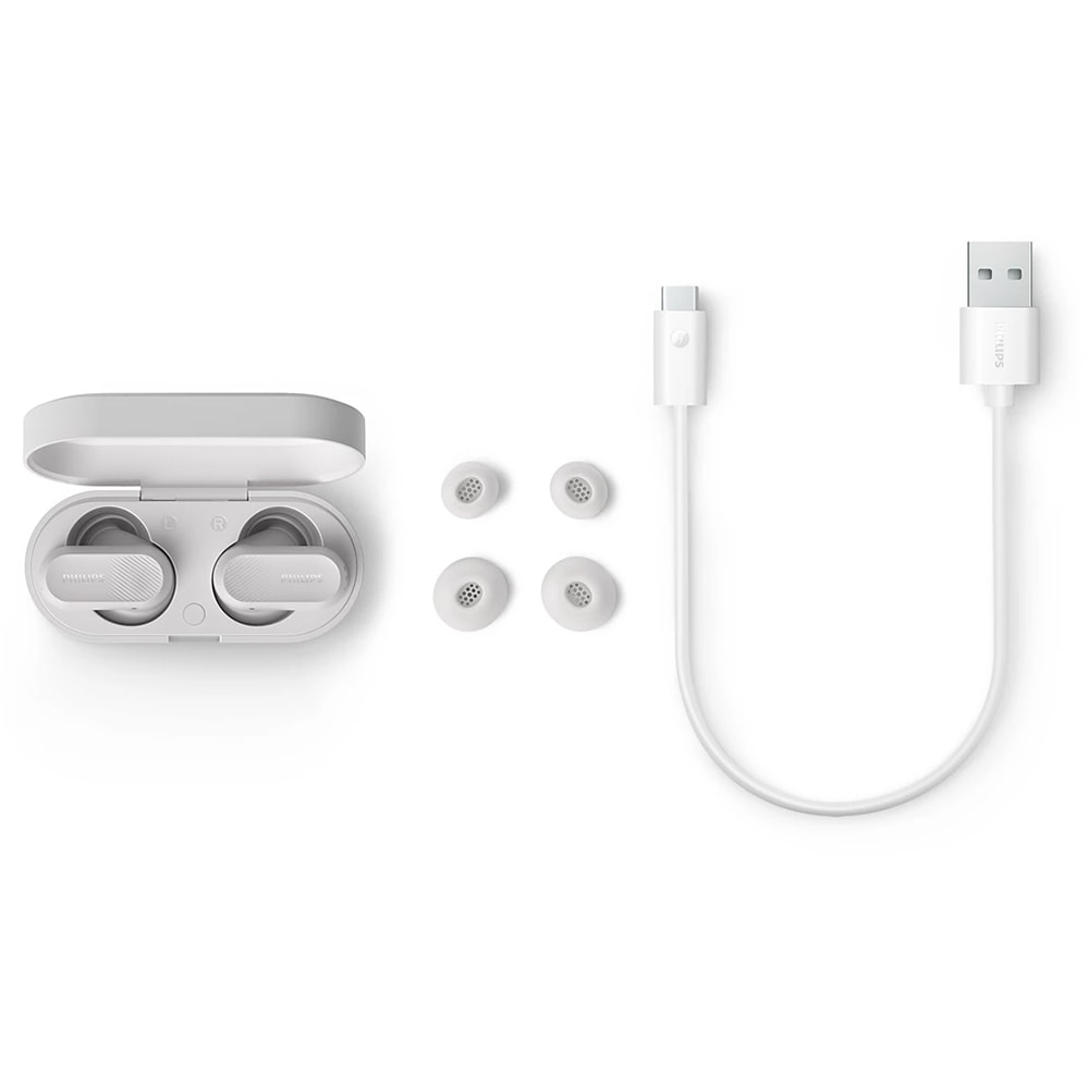 Casti PHILIPS TAT3509WT/00, True Wireless, Bluetooth, In-ear, Microfon, Noise Cancelling, alb
