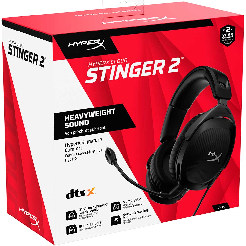 Casti Gaming HyperX Cloud Stinger 2, Spatial Audio, multiplatforma, 3.5mm, negru