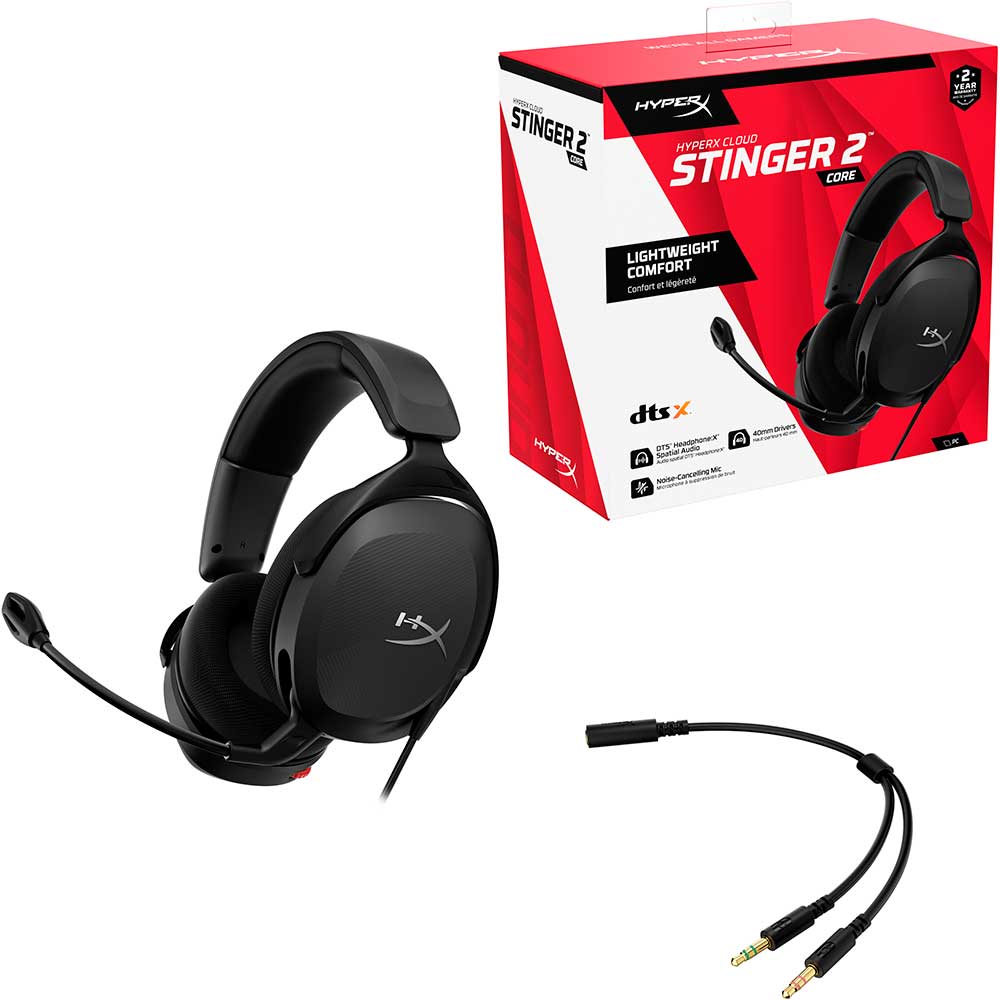 Casti Gaming HyperX Cloud Stinger 2 Core, Spatial Audio, multiplatforma, 3.5mm, negru