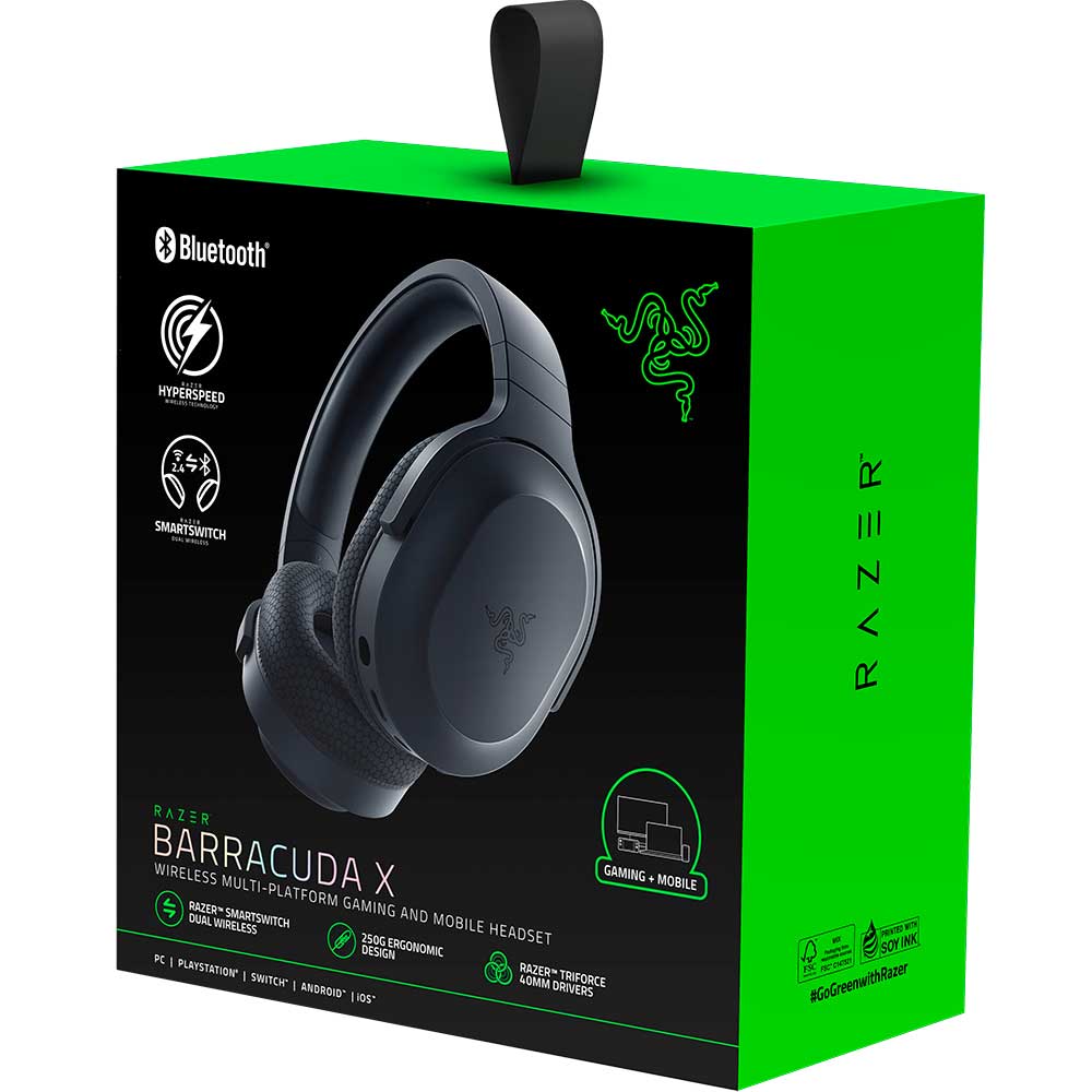 Casti Gaming Wireless RAZER Barracuda X 2022, 7.1, 3.5mm, USB, multiplatforma, Black