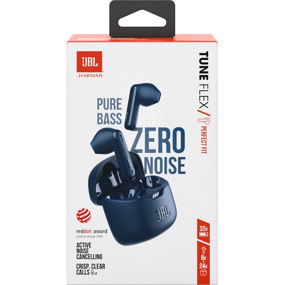 Casti JBL Tune Flex, True wireless, Bluetooth, In-ear, Microfon, Active Noise Cancelling, albastru