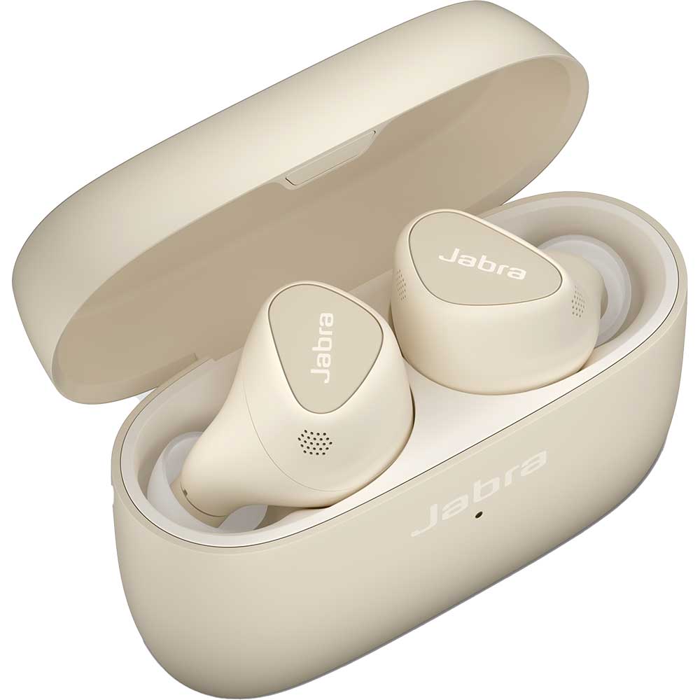 Casti JABRA Elite 5, True Wireless, Bluetooth, In-Ear, Microfon, Noise Cancelling, Carcasa incarcare wireless, Gold-Beige