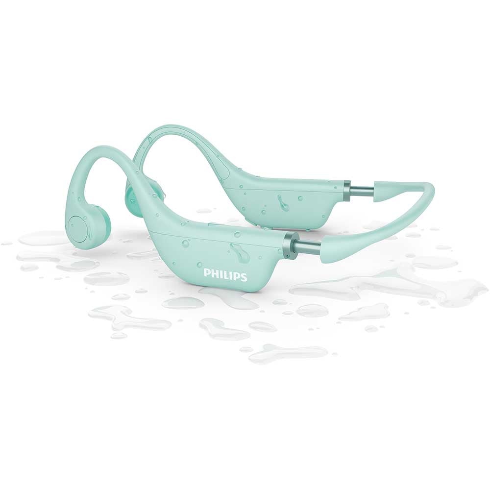 Casti conductie osoasa pentru copii PHILIPS TAK4607GR/00, Bluetooth, In-Ear, Microfon, verde deschis