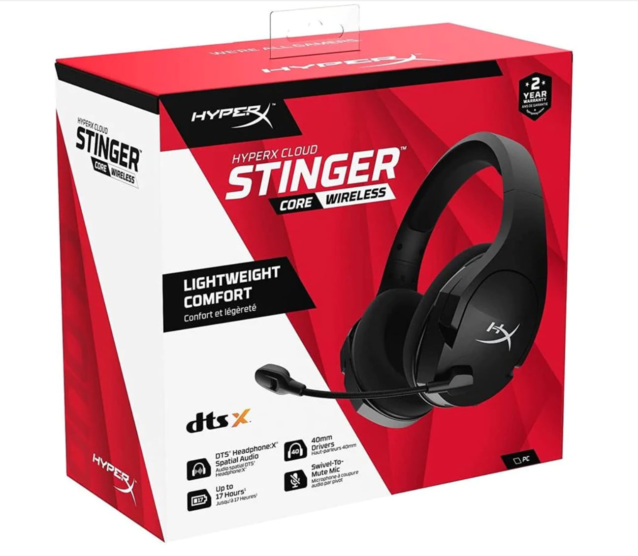 Casti gaming Wireless HyperX Cloud Stinger Core, DTS Headphone:X Spatial Audio, 2.4GHz, PC, negru