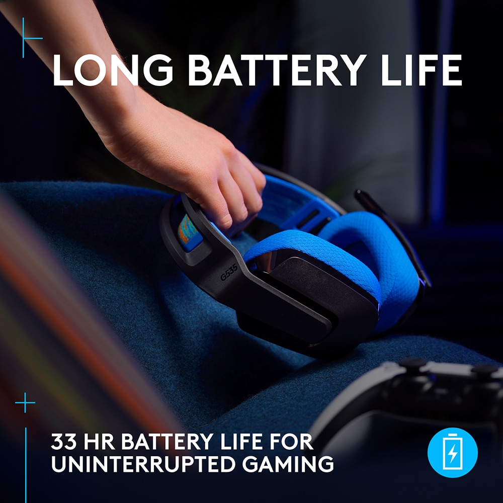 Casti Gaming Wireless LOGITECH G535 LIGHTSPEED, multiplatforma, negru-albastru