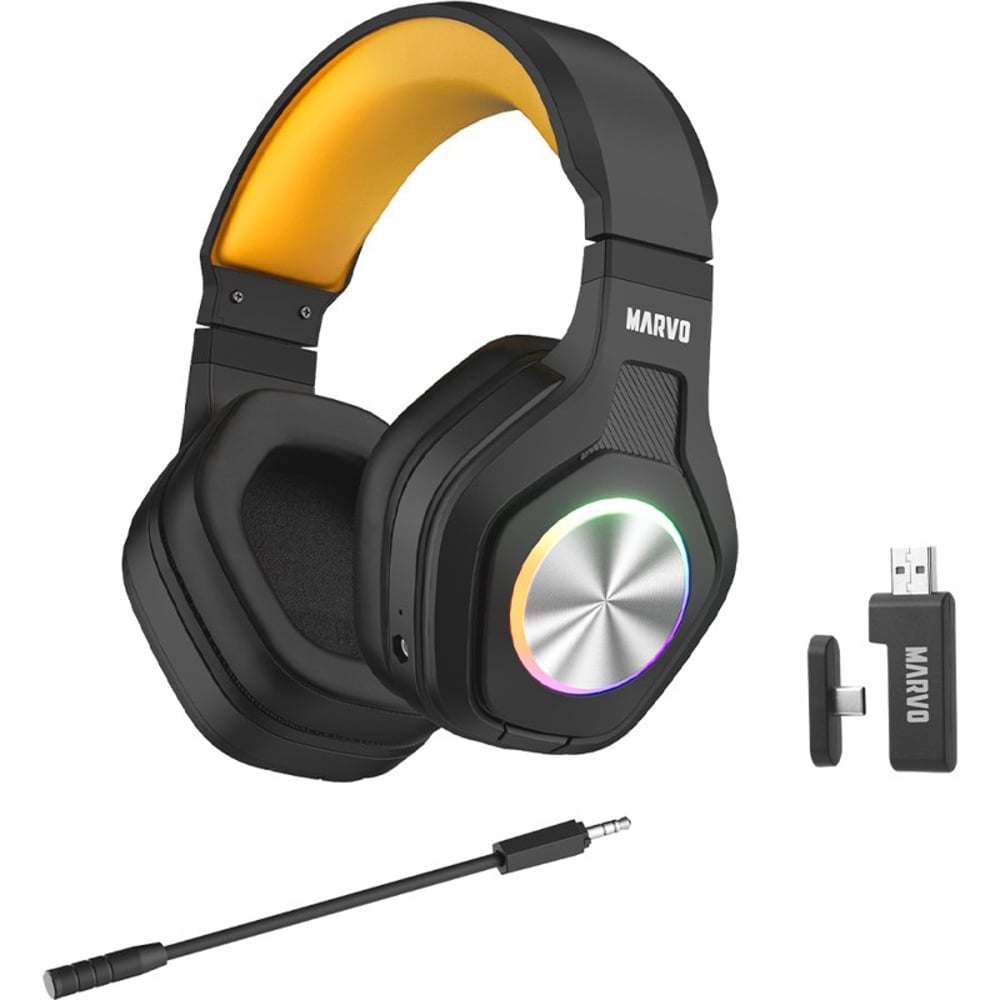 Casti Gaming Wireless MARVO HG9084W Pulz 80W, multiplatforma, stereo, 3.5mm, negru