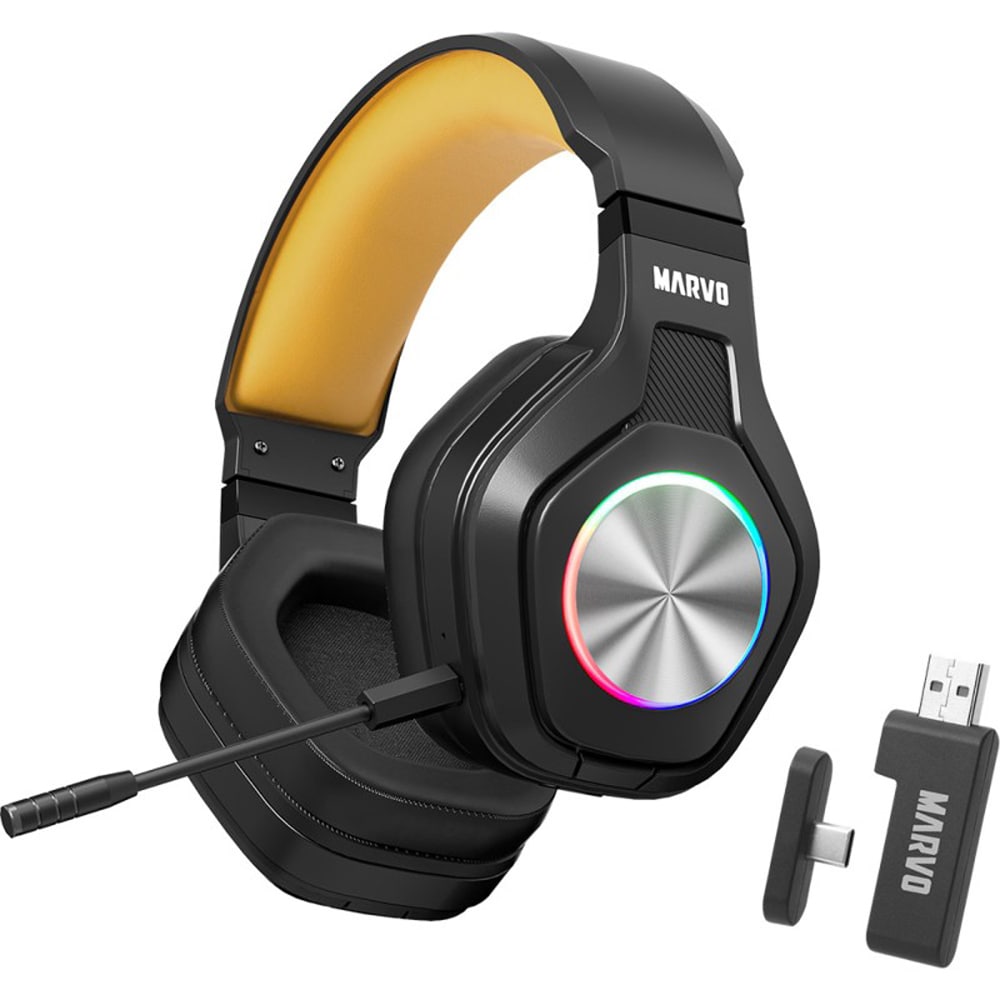 Casti Gaming Wireless MARVO HG9084W Pulz 80W, multiplatforma, stereo, 3.5mm, negru