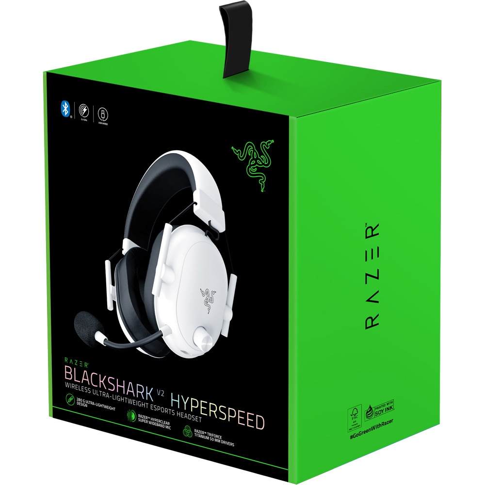 Casti gaming Wireless RAZER Blackshark V2 HyperSpeed, Spatial Audio, multiplatforma, alb