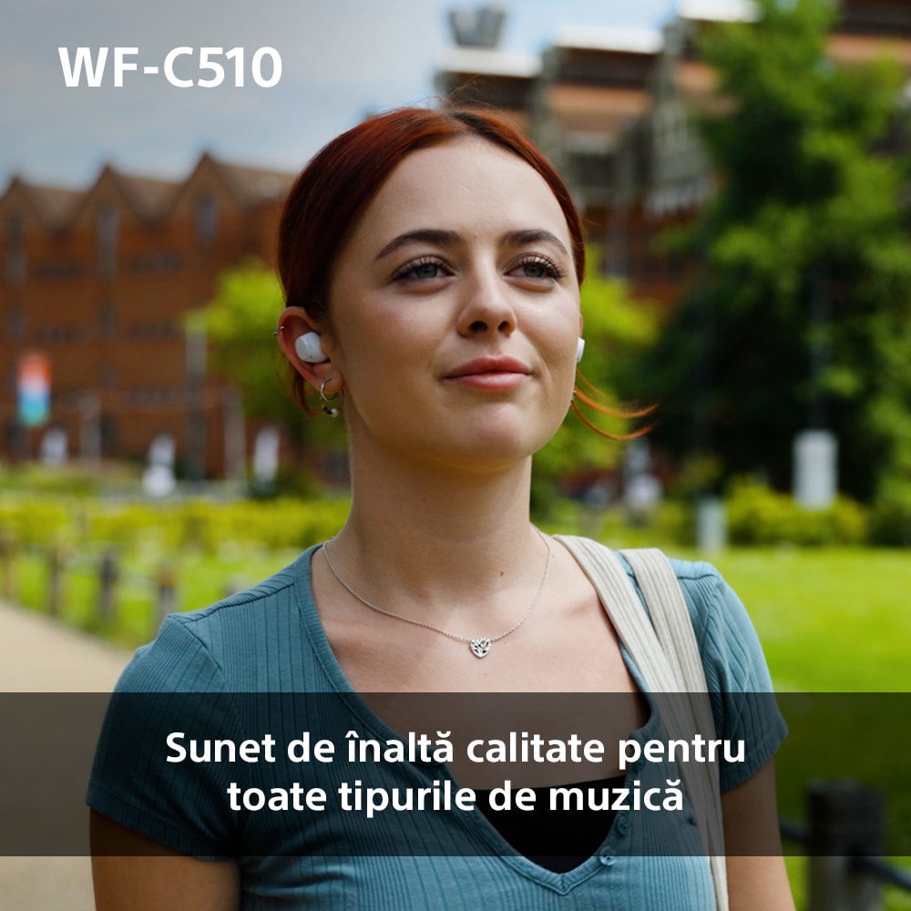 Casti SONY WF-C510, True Wireless, Bluetooth, In-ear, Microfon, Conexiune multipunct, alb