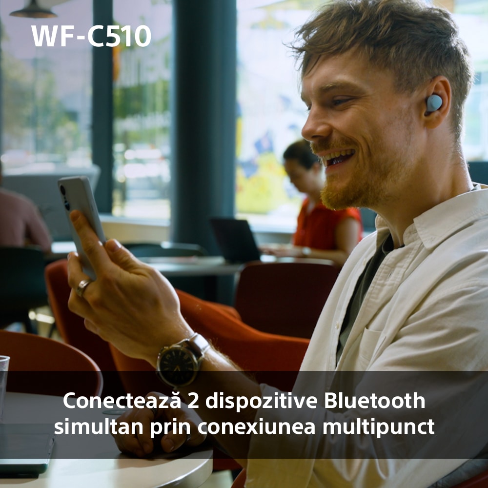 Casti SONY WF-C510, True Wireless, Bluetooth, In-ear, Microfon, Conexiune multipunct, alb