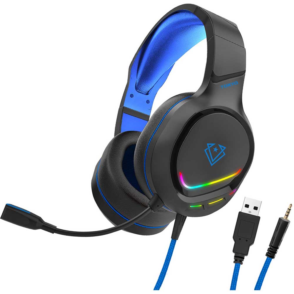 Casti Gaming VERTUX Tokyo, multiplatforma, 3.5mm, RGB, albastru