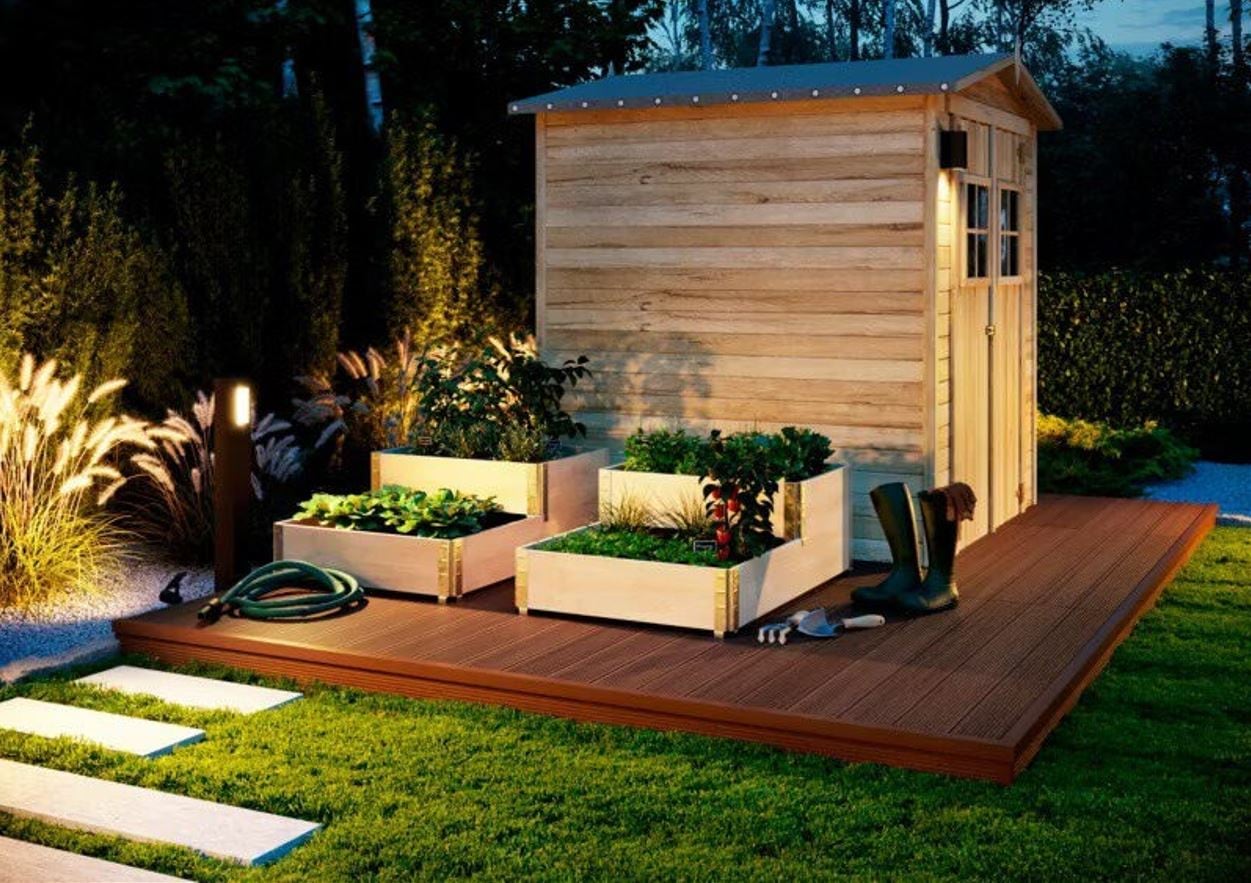 Casuta gradina H210, lemn, 180 x 180 x 210 cm, maro deschis