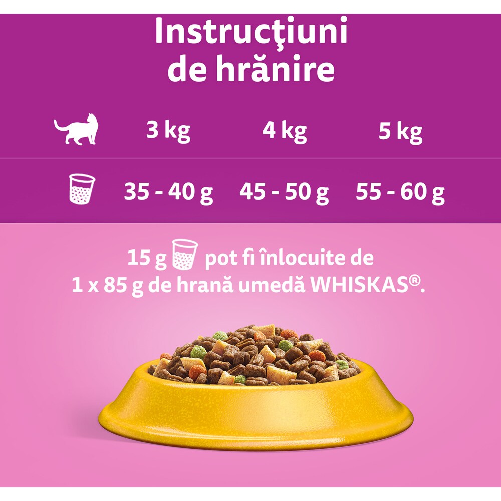 Hrana uscata pentru pisici WHISKAS, Sterile, Pui, 1.4 kg
