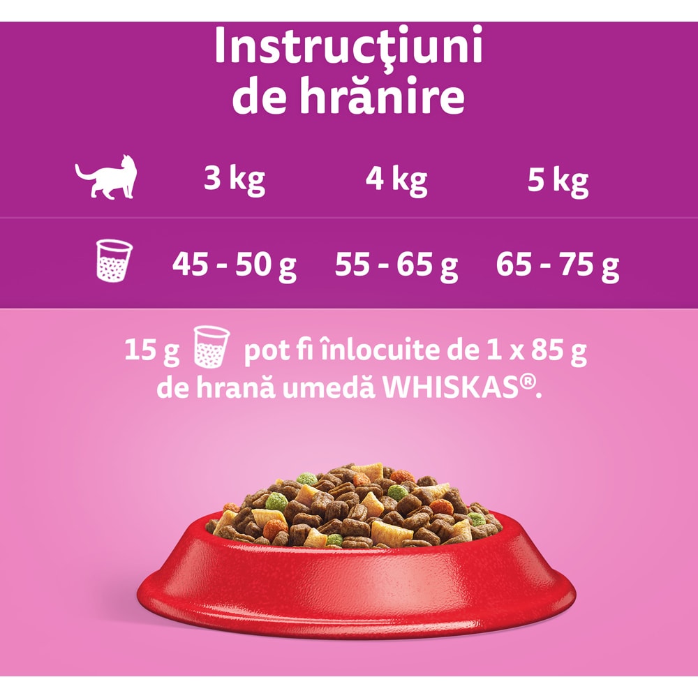 Hrana uscata pentru pisici WHISKAS, Adult, Vita, 1.4 kg