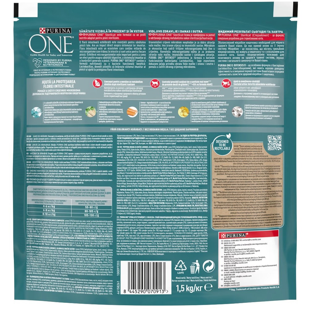 Hrana uscata pentru pisici PURINA ONE Sterilcat, Somon, 1.5 kg