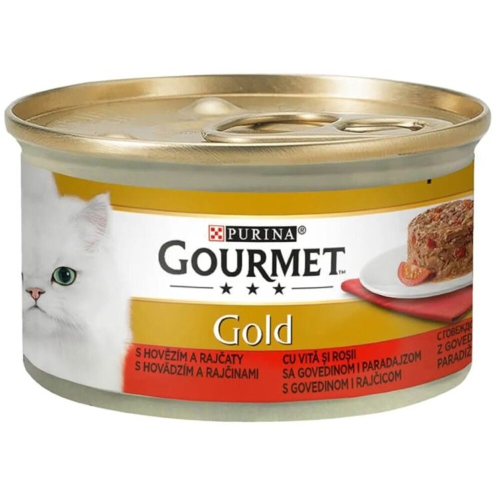Hrana umeda pentru pisici PURINA GOURMET Gold, Vita si rosii, 24 x 85g