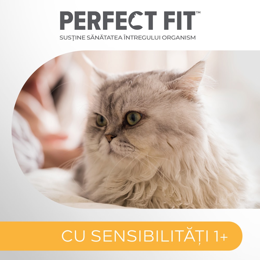Hrana uscata pentru pisici PERFECT FIT Sensitive 1+, Curcan, 7 kg