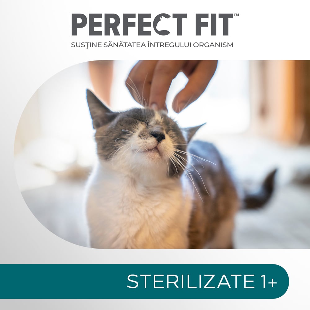 Hrana uscata pentru pisici PERFECT FIT Sterilizate 1+, Pui, 1.4 kg