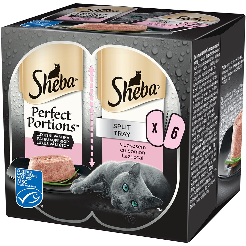 Hrana umeda pentru pisici SHEBA Perfect Portions, Adult, Somon, 8 x 6 x 37.5g