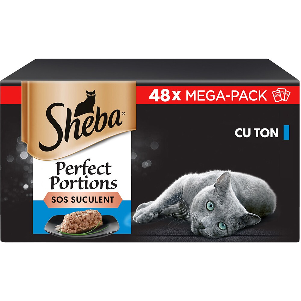 Hrana umeda pentru pisici SHEBA Perfect Portions, Adult, Ton, 8 x 6 x 37.5g