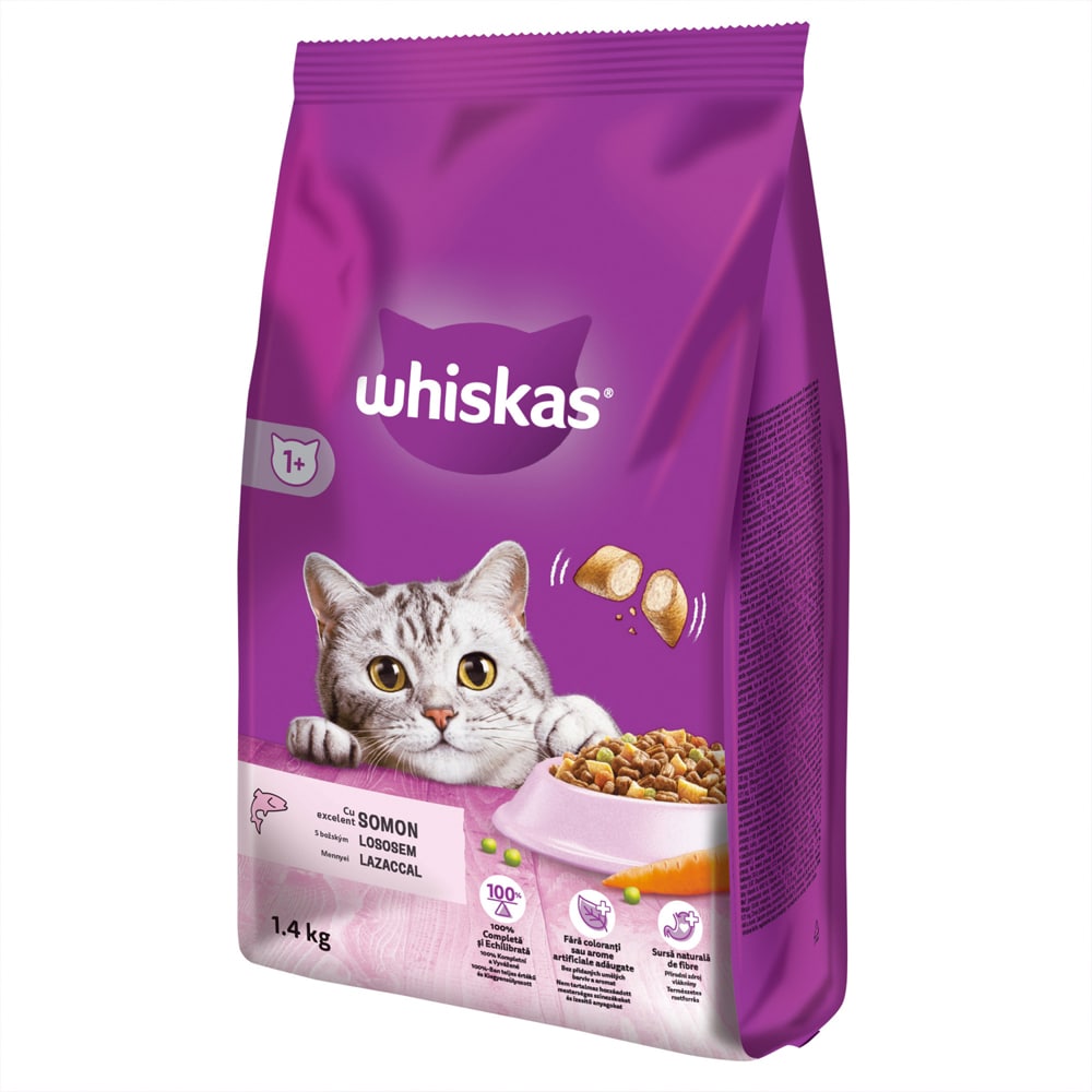 Hrana uscata pentru pisici WHISKAS, Adult, Somon, 1.4 kg