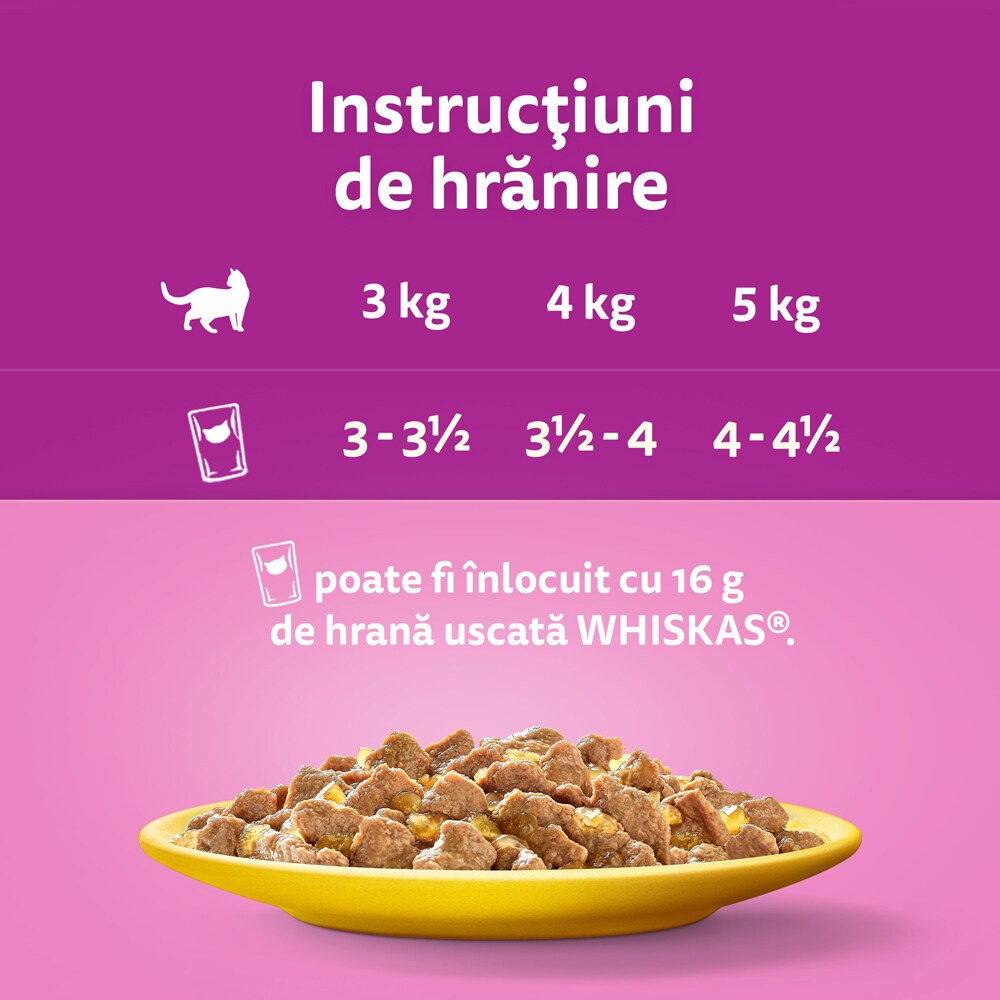 Hrana umeda pentru pisici WHISKAS, Adult, Pasare in aspic, 80 x 85g
