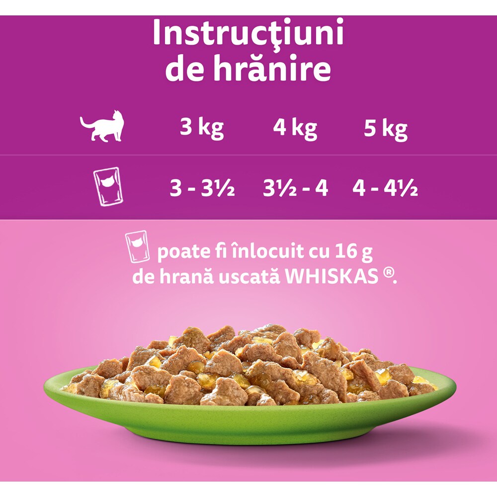 Hrana umeda pentru pisici WHISKAS Meniu Mixt, Adult, Carne in aspic, 40 x 85g