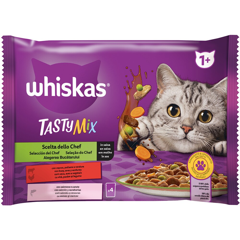 Hrana umeda pentru pisici WHISKAS Tasty, Adult, Mix, 13 x 4 x 85g
