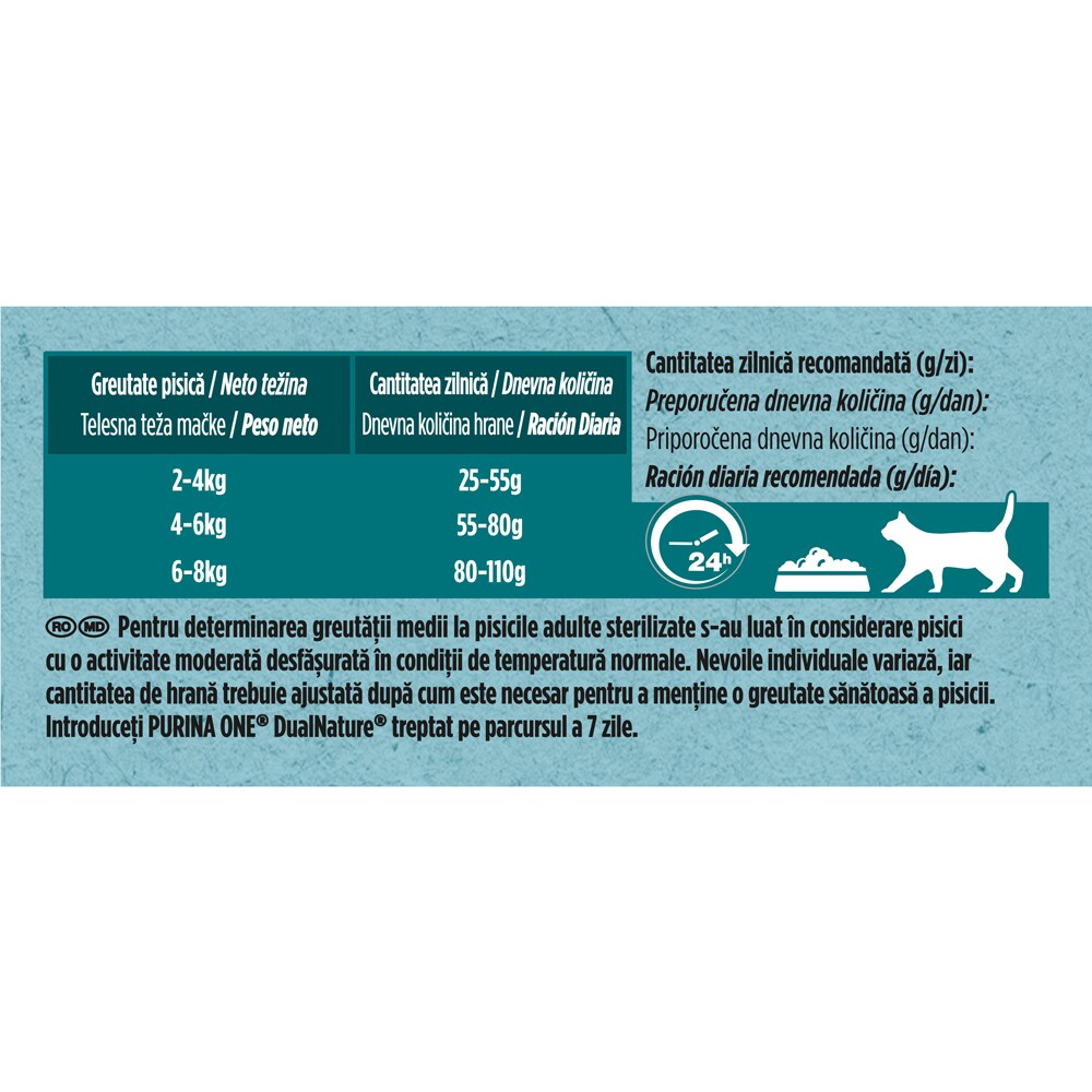 Hrana uscata pentru pisici PURINA ONE DualNature, Sterilized, Vita, 750 g