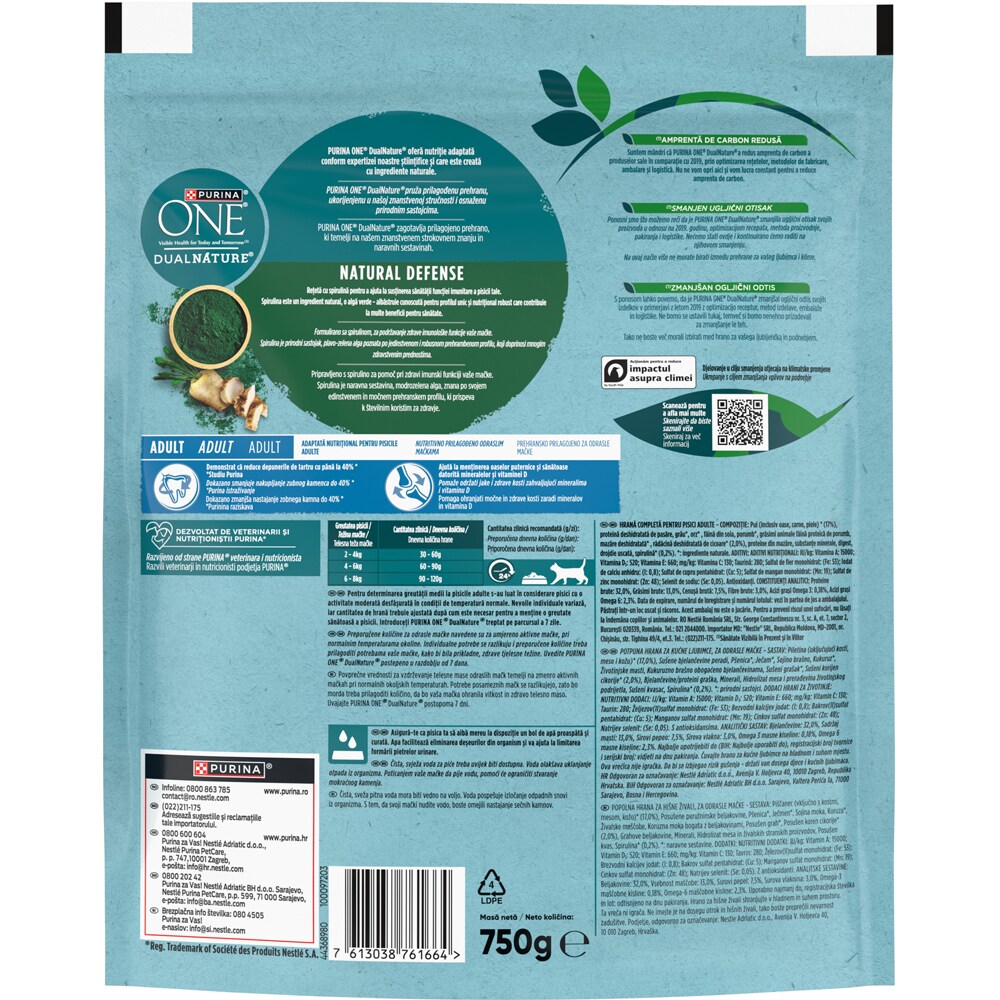 Hrana uscata pentru pisici PURINA ONE DualNature, Adult, Pui, 750 g